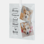 ペットロスパーソナライズされたドッグモダンメモリアル2写真 ガラスオーナメント (正面左)