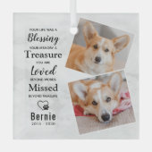 ペットロスパーソナライズされたドッグモダンメモリアル2写真 ガラスオーナメント (正面)