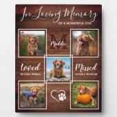 ペットロスパーソナライズされたドッグ記念5枚素朴写真 フォトプラーク (正面)