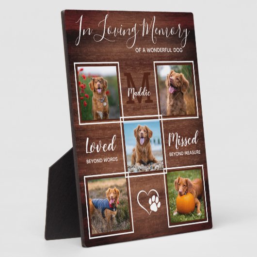 ペットロスパーソナライズされたドッグ記念5枚素朴写真 フォトプラーク (側面)