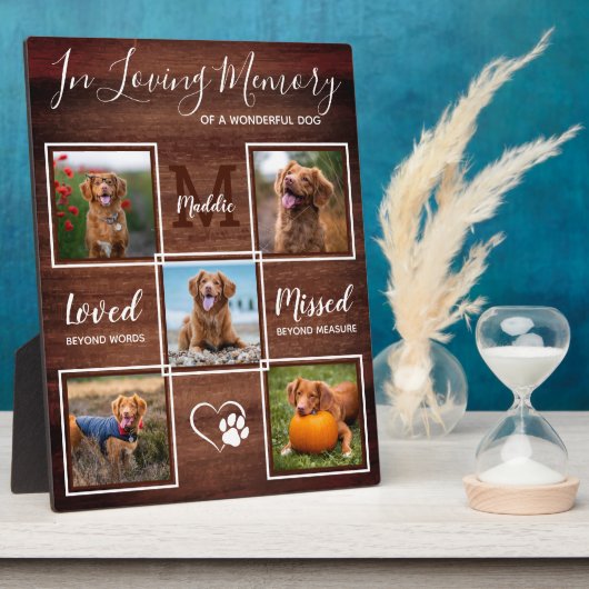 ペットロスパーソナライズされたドッグ記念5枚素朴写真 フォトプラーク (側面)