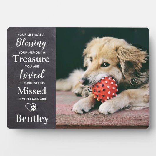 ペットロスパーソナライズされた記念犬記念碑 フォトプラーク (正面)