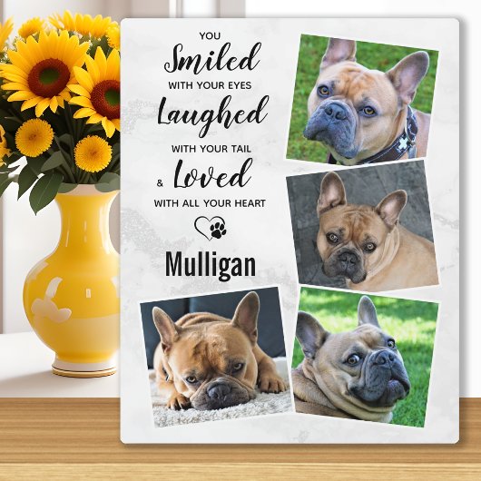 ペットロスモダンギフト – 大理石キープサークドッグメモリアル フォトプラーク