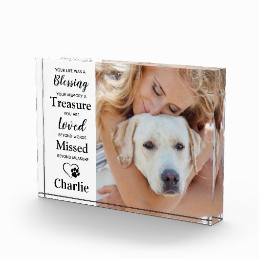 ペットロスモダンドッグ記念パーソナライズされた写真 フォトブロック (右)