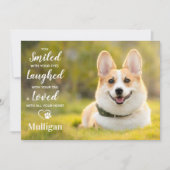 ペットロスモダン写真パーソナライズされた犬記念碑 サンキューカード (正面)