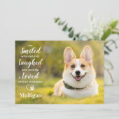 ペットロスモダン写真パーソナライズされた犬記念碑 サンキューカード (スタンド正面)