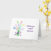 ペットロス哀悼悔やみや弔慰足フローラ猫犬 カード (黄色い花)