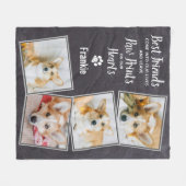 ペットロス引用文写真コラージペットドッグメモリアル フリースブランケット (正面(横))