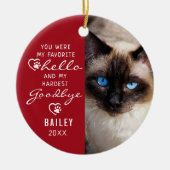 ペットロス悔やみや弔慰キャットメモリアルフォトキープサケラ セラミックオーナメント (正面)