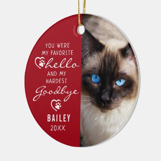 ペットロス悔やみや弔慰キャットメモリアルフォトキープサケラ セラミックオーナメント (左)