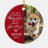 ペットロス悔やみや弔慰ドッグメモリアル写真記念セラ セラミックオーナメント (正面)