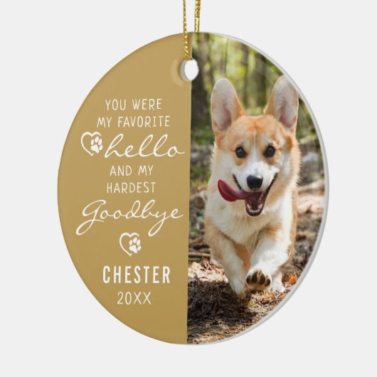 ペットロス悔やみや弔慰ドッグメモリアル写真記念 セラミックオーナメント (左)