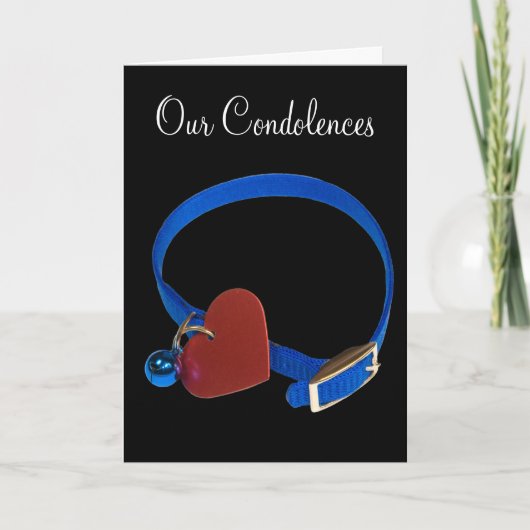 ペットロス悔やみや弔慰ブルーカラー赤いハートテンプレート カード (正面)