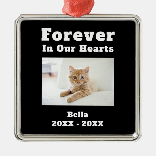 ペットロス悔やみや弔慰永遠に私たちのハート メタルオーナメント (正面)
