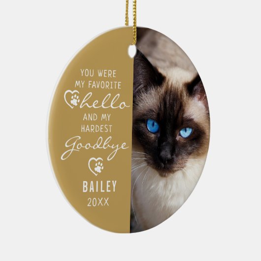 ペットロス悔やみや弔慰猫記念写真記念 セラミックオーナメント (右)