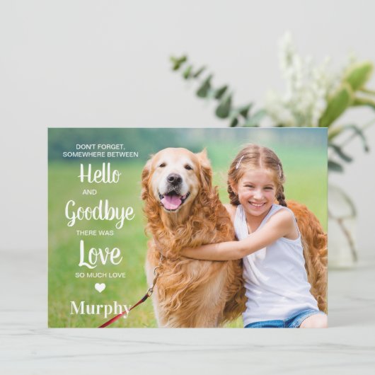 ペットロス犬パーソナライズされた記念撮影悔やみや弔慰 サンキューカード (スタンド正面)