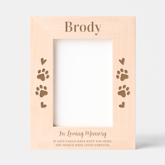 ペットロス犬パーソナライズされた記念木写真 レーザー彫刻フレーム (正面)