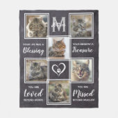 ペットロス猫メモリアルユニークギフト写真コラージュ フリースブランケット (正面)