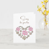 ペットロス用パウプリントハート悔やみや弔慰 カード (黄色い花)