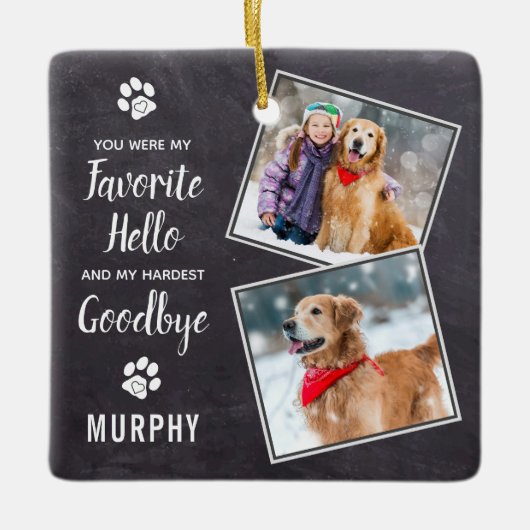 ペットロス記念ペットメモリアルドッグ写真 セラミックオーナメント (正面)