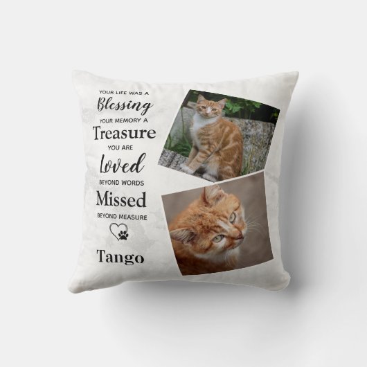 ペットロス記念悔やみや弔慰引用文キャットメモリアル クッション (裏面)