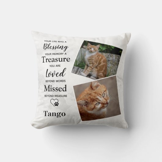 ペットロス記念悔やみや弔慰引用文キャットメモリアル クッション (正面)