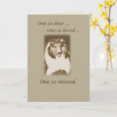 ペットロス,シェットランド・ シープドッグドッグ悔やみや弔慰,シェトランドシェプドッグ カード (黄色い花)