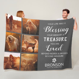 ペットロス – 犬の追悼写真コラージュ フリースブランケット