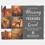 ペットロス – 犬の追悼写真コラージュ フリースブランケット (正面(横))