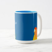 ペットロベバードオウム黄色ルティーノ離れブルーネーム ツートーンマグカップ (正面右)