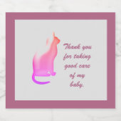 ペット介護者ピンク猫に感謝 ビールラベル (シングルラベル)