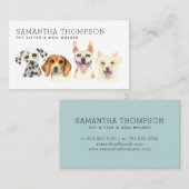 ペット付き添いのかわいい水彩画犬 名刺 (正面/裏面)