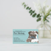 ペット付き添いのかわいい髭犬のペットの世話 名刺 (スタンド正面)