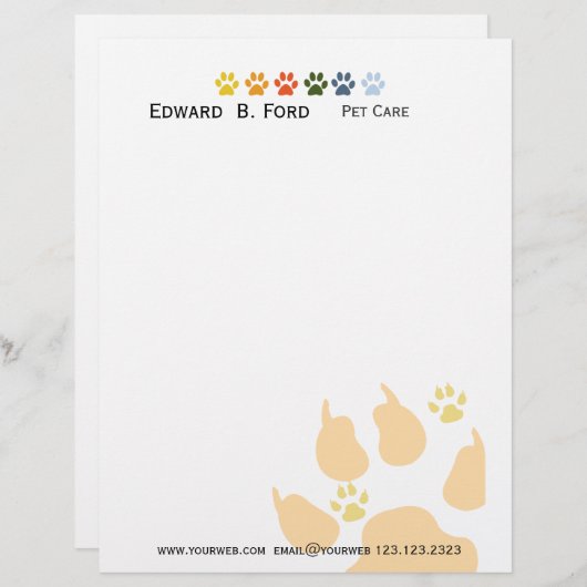 ペット付き添いのアニマル・ケアの獣医 レターヘッド (正面/裏面)