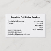 ペット付き添いの犬の猫及びアクアリウム 名刺 (裏面)