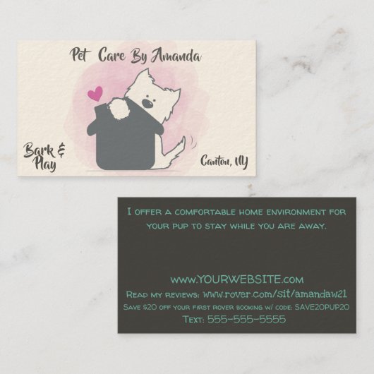 ペット付き添いの粗紡機犬の搭乗の名刺 名刺 (正面/裏面)