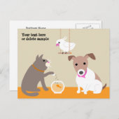 ペット付き添いの郵便はがき ポストカード (正面/裏面)