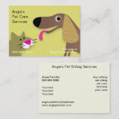 ペット付き添い-犬及び猫の黄色 名刺 (正面/裏面)