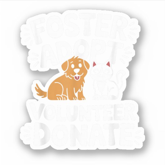 ペット保護+里親+ボランティア+寄付+犬+猫 シール (正面)