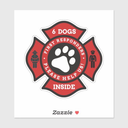 ペット内の6匹の犬が救火を放つ シール (シート)