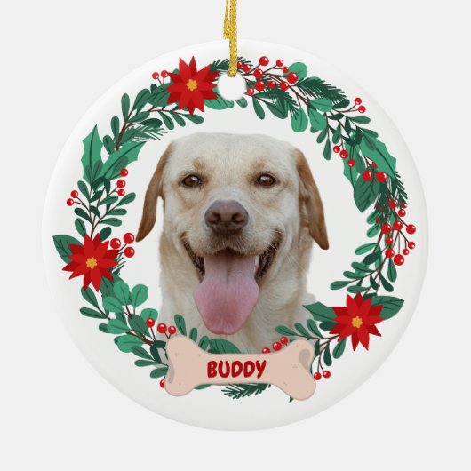 ペット写真で自分のクリスマスリースを作成 セラミックオーナメント (裏面)