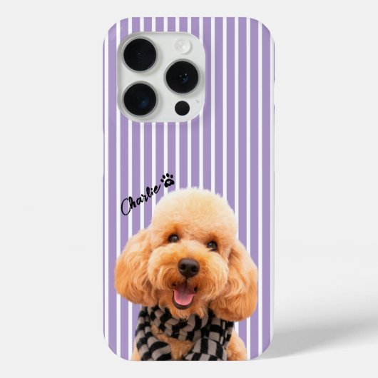 ペット写真と名前入りストライプ柄カスタムペットフォンケース Case-Mate iPhoneケース (裏面)