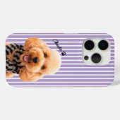 ペット写真と名前入りストライプ柄カスタムペットフォンケース Case-Mate iPhoneケース (裏面 (横))