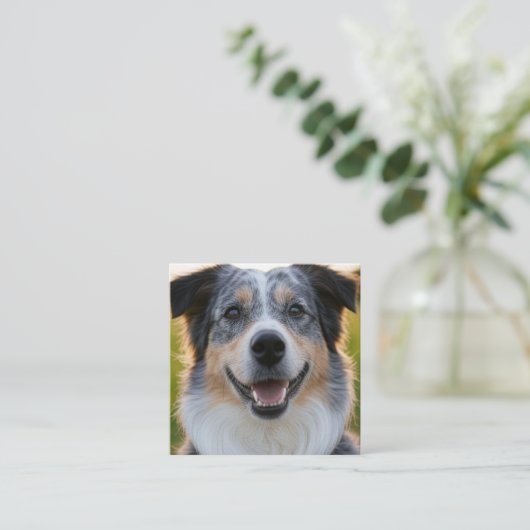 ペット写真のカスタマイズ追加 スクエア名刺 (スタンド正面)