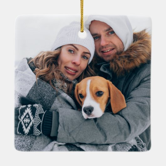 ペット写真のスクリプモダント初めてのクリスマス セラミックオーナメント (裏面)