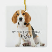 ペット写真のスクリプモダント初めてのクリスマス セラミックオーナメント (正面)