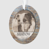 ペット写真のパーソナライズな一流の素朴な木製のクリスマス オーナメント (正面)