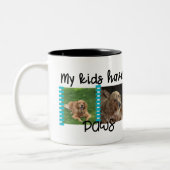 ペット写真のマグは私の子供足を備えています ツートーンマグカップ (左)