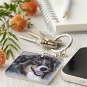 ペット写真の両面のアクリルのkeychainを加えて下さい キーホルダー (正面右)