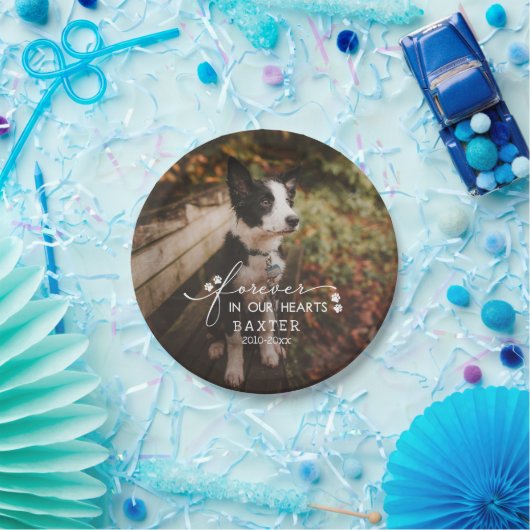 ペット写真の手の跡が永遠にハートに残る ペーパープレート (パーティー)